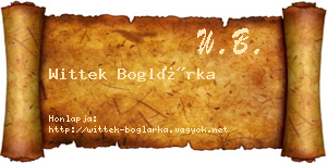 Wittek Boglárka névjegykártya